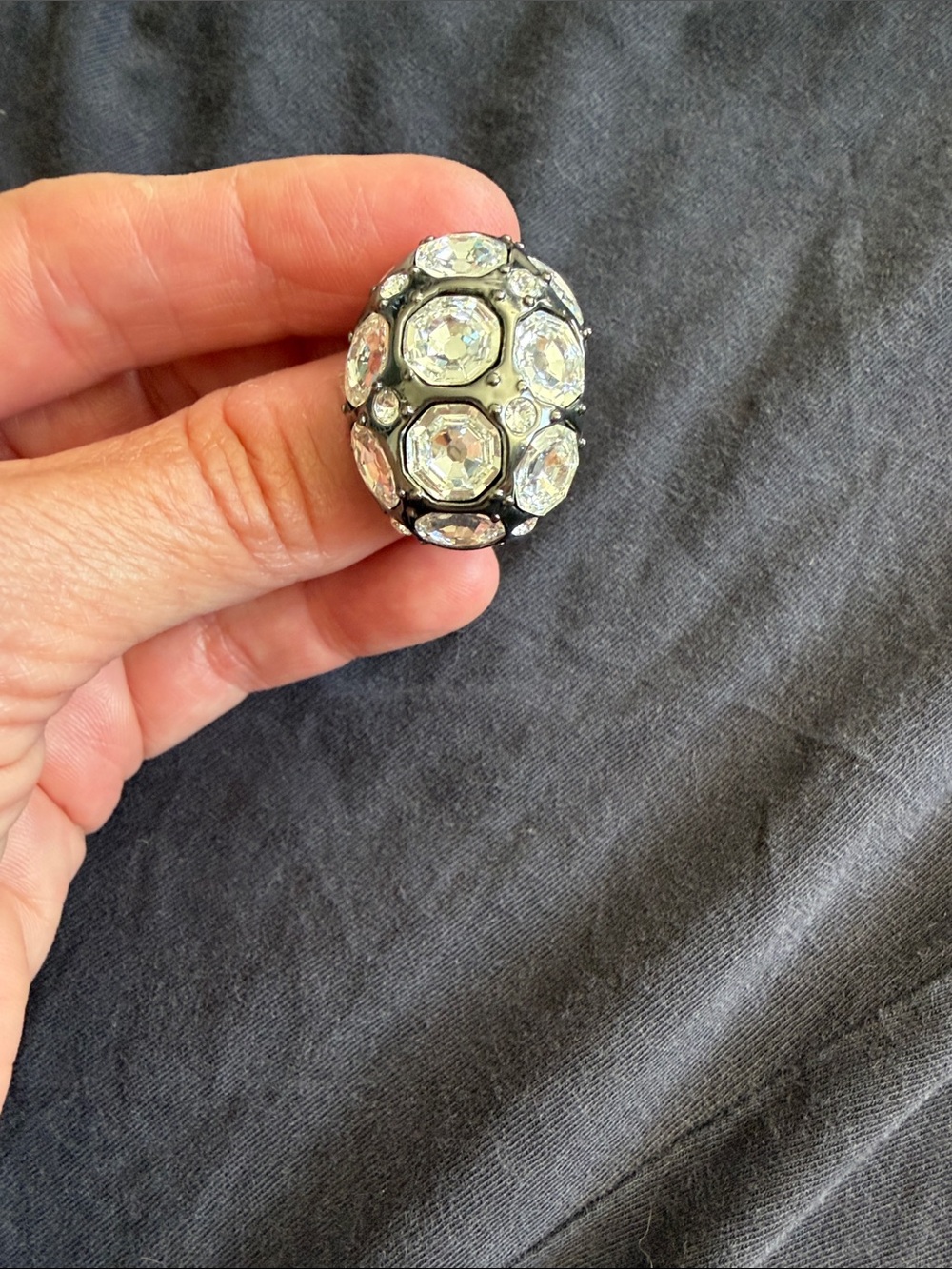 Crystal Dome Statement Ring - Clear Crystal Sparkle